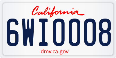 CA license plate 6WIO008