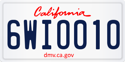 CA license plate 6WIO010