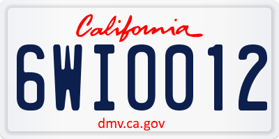 CA license plate 6WIO012