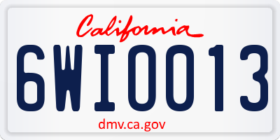 CA license plate 6WIO013