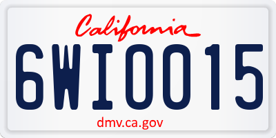 CA license plate 6WIO015