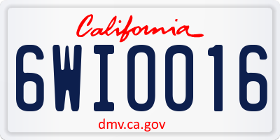 CA license plate 6WIO016