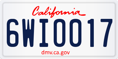 CA license plate 6WIO017