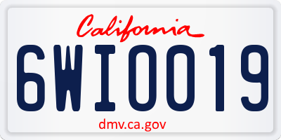 CA license plate 6WIO019