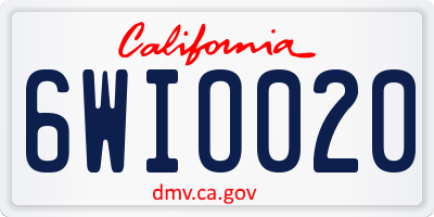 CA license plate 6WIO020
