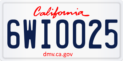 CA license plate 6WIO025