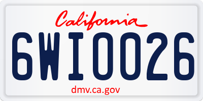 CA license plate 6WIO026