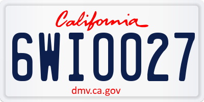 CA license plate 6WIO027
