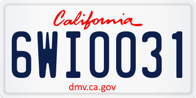 CA license plate 6WIO031