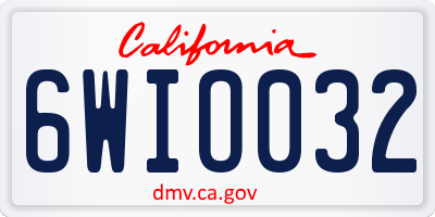 CA license plate 6WIO032