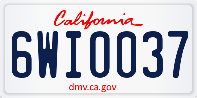 CA license plate 6WIO037