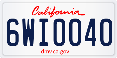 CA license plate 6WIO040