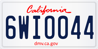 CA license plate 6WIO044