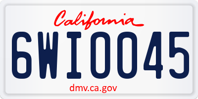 CA license plate 6WIO045