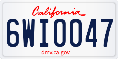 CA license plate 6WIO047