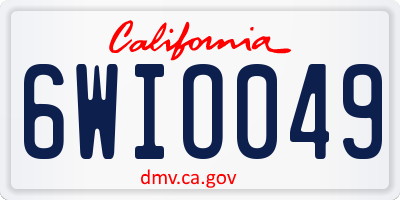 CA license plate 6WIO049