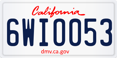 CA license plate 6WIO053