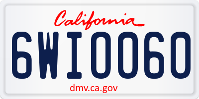 CA license plate 6WIO060