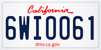 CA license plate 6WIO061