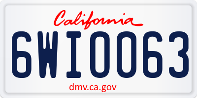 CA license plate 6WIO063