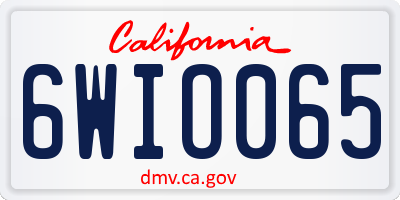 CA license plate 6WIO065