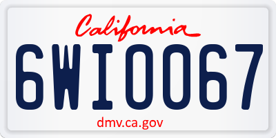 CA license plate 6WIO067