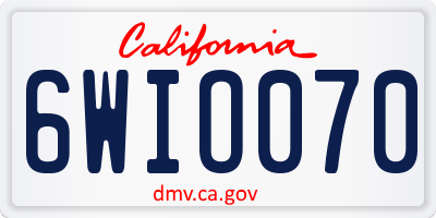 CA license plate 6WIO070