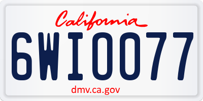 CA license plate 6WIO077