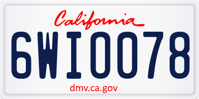 CA license plate 6WIO078
