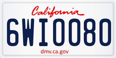 CA license plate 6WIO080