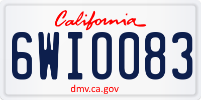 CA license plate 6WIO083