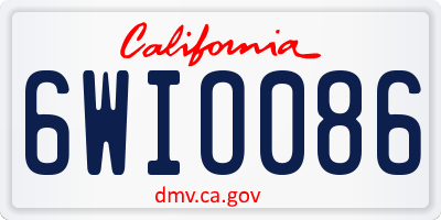 CA license plate 6WIO086