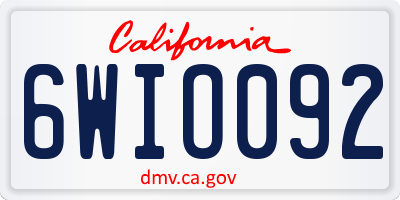 CA license plate 6WIO092
