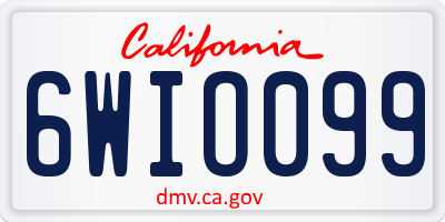CA license plate 6WIO099