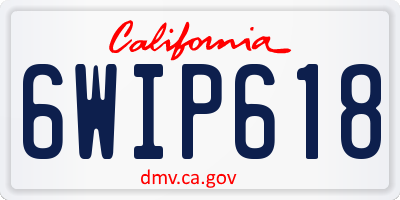 CA license plate 6WIP618