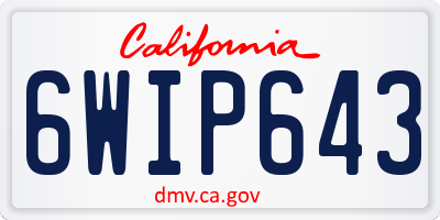 CA license plate 6WIP643