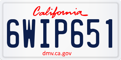 CA license plate 6WIP651