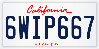 CA license plate 6WIP667