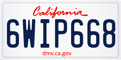 CA license plate 6WIP668