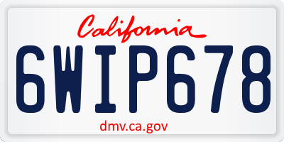 CA license plate 6WIP678