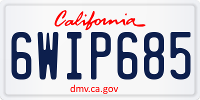CA license plate 6WIP685