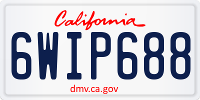 CA license plate 6WIP688