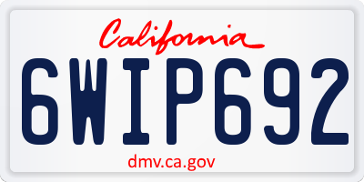 CA license plate 6WIP692