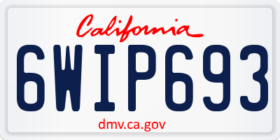 CA license plate 6WIP693