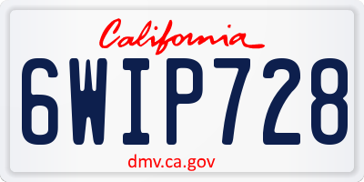 CA license plate 6WIP728