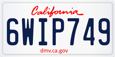 CA license plate 6WIP749
