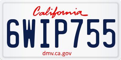 CA license plate 6WIP755