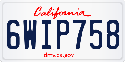 CA license plate 6WIP758