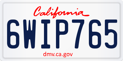 CA license plate 6WIP765