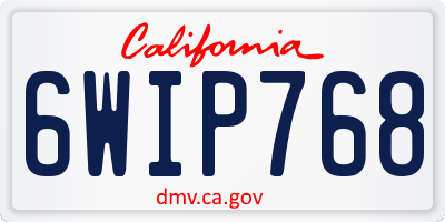 CA license plate 6WIP768